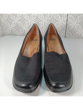 Sofft Women's 11 Black Leather Square Toe Casual Comfort Slip On Shoes